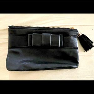 Ann Taylor black leather clutch